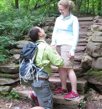 Steve took Em back to the site of their first kiss to propose marriage. 