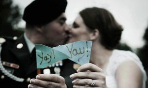 Richard came home on leave from Iraq and couldn't wait any longer--he proposed to Kim when they stoppd for lunch on the way home.