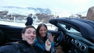 Becca & Nathanial after their snowy proposal