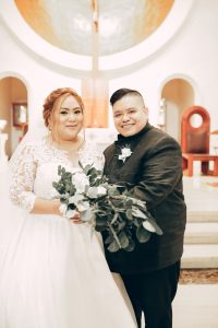 image of Tanie and Penelope in the Church on their wedding day