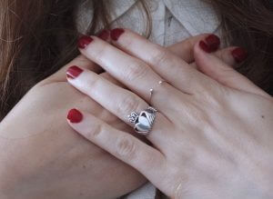 Close up claddagh ring
