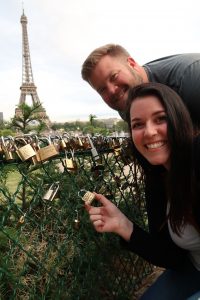 Image of couple holding lock in France